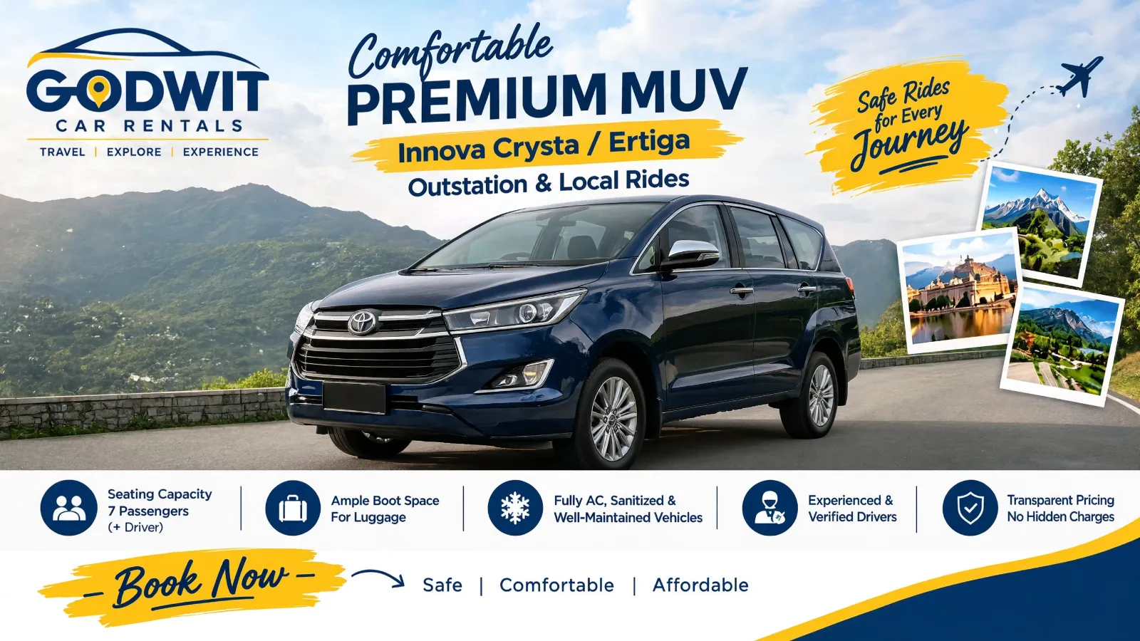 Premium MUV Car Rental (Ertiga / Innova) | Family & Outstation Travel