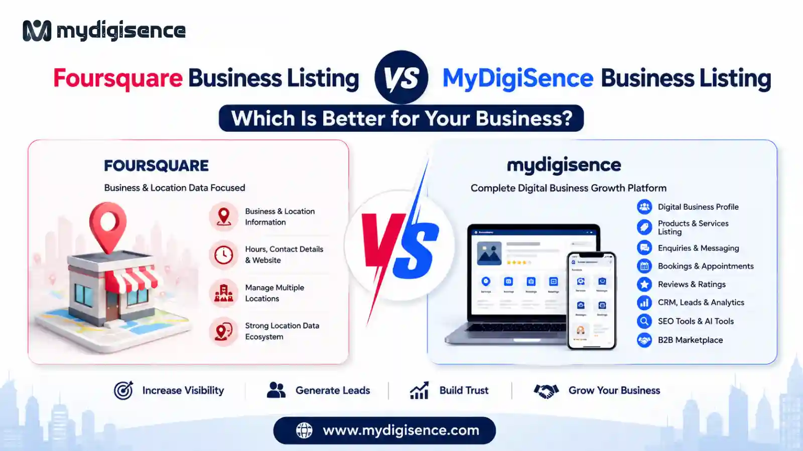 Foursquare Business Listing vs MyDigiSence Business Listing: Which Is Better for Your Business?